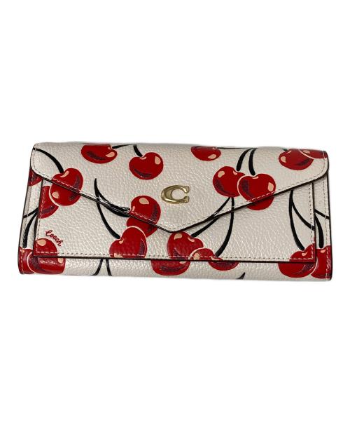 COACH（コーチ）COACH (コーチ) ウィン ソフト ウォレット ウィズ チェリー プリント レッド×ホワイトの古着・服飾アイテム