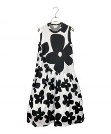 COMME des GARCONS（コムデギャルソン）の古着「22SSチュールレイヤード ノースリーブ フローラル ドレス」｜ホワイト×ブラック