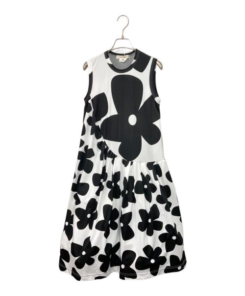 COMME des GARCONS（コムデギャルソン）COMME des GARCONS (コムデギャルソン) 22SSチュールレイヤード ノースリーブ フローラル ドレス ホワイト×ブラック サイズ:XSの古着・服飾アイテム