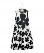 COMME des GARCONSコムデギャルソン）の古着「22SSチュールレイヤード ノースリーブ フローラル ドレス」｜ホワイト×ブラック