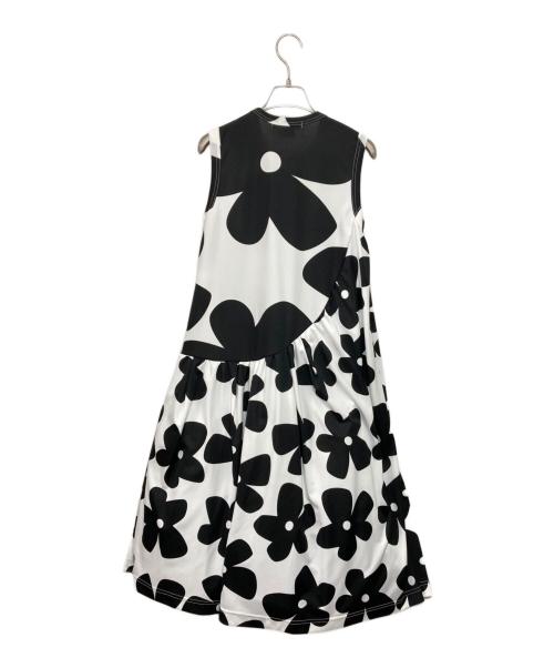 COMME des GARCONS（コムデギャルソン）COMME des GARCONS (コムデギャルソン) 22SSチュールレイヤード ノースリーブ フローラル ドレス ホワイト×ブラック サイズ:XSの古着・服飾アイテム
