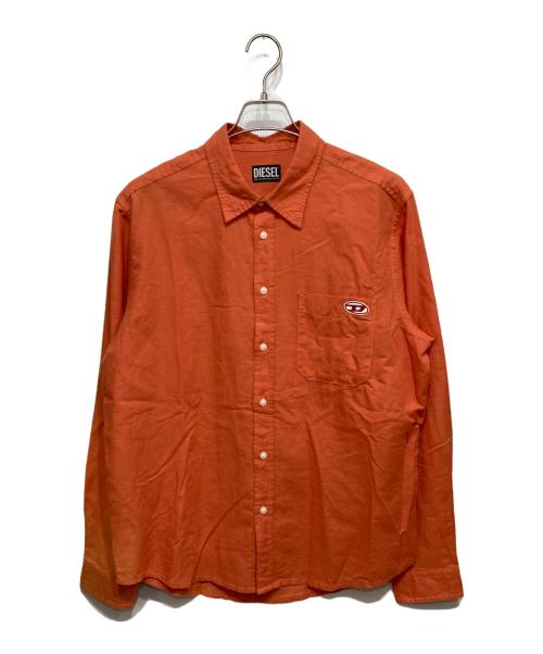 DIESEL（ディーゼル）DIESEL (ディーゼル) ロゴワッペンシャツ オレンジ サイズ:Mの古着・服飾アイテム