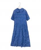 Jane Marple Dans Le Salonジェーンマープルネザーランドル サロン）の古着「Ploka dots shirring dress/Ploka dots シャーリングドレス」｜ブルー
