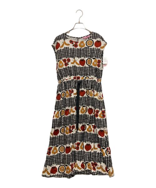 peu pres（プープレ）peu pres (プープレ) フルーツバスケット総柄リネンブレンドワンピース ホワイト サイズ:FREEの古着・服飾アイテム