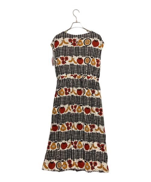 peu pres（プープレ）peu pres (プープレ) フルーツバスケット総柄リネンブレンドワンピース ホワイト サイズ:FREEの古着・服飾アイテム