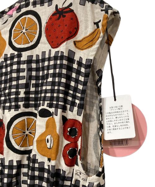 peu pres（プープレ）peu pres (プープレ) フルーツバスケット総柄リネンブレンドワンピース ホワイト サイズ:FREEの古着・服飾アイテム