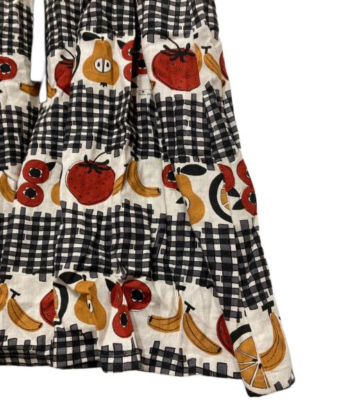 peu pres（プープレ）peu pres (プープレ) フルーツバスケット総柄リネンブレンドワンピース ホワイト サイズ:FREEの古着・服飾アイテム