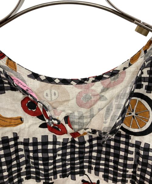 peu pres（プープレ）peu pres (プープレ) フルーツバスケット総柄リネンブレンドワンピース ホワイト サイズ:FREEの古着・服飾アイテム