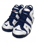 NIKEナイキ）の古着「AIR MORE UPTEMPO (GS) WHITE/MIDNIGHT NAVY-METALLIC GOLD ミッドカットスニーカー」｜ネイビー