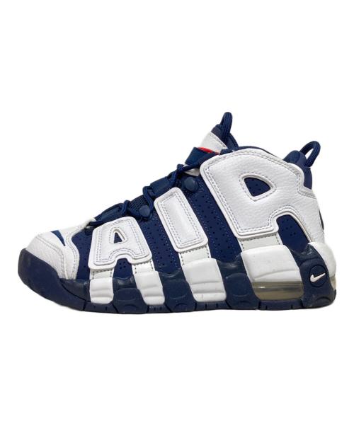 NIKE（ナイキ）NIKE (ナイキ) AIR MORE UPTEMPO (GS) WHITE/MIDNIGHT NAVY-METALLIC GOLD ミッドカットスニーカー ネイビー サイズ:23.0の古着・服飾アイテム