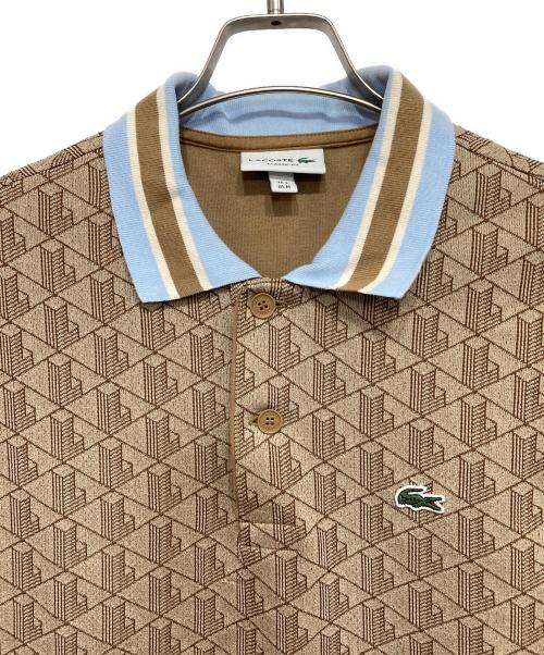 LACOSTE（ラコステ）LACOSTE (ラコステ) モノグラムジャカードポロシャツ ブラウン サイズ:US Mの古着・服飾アイテム