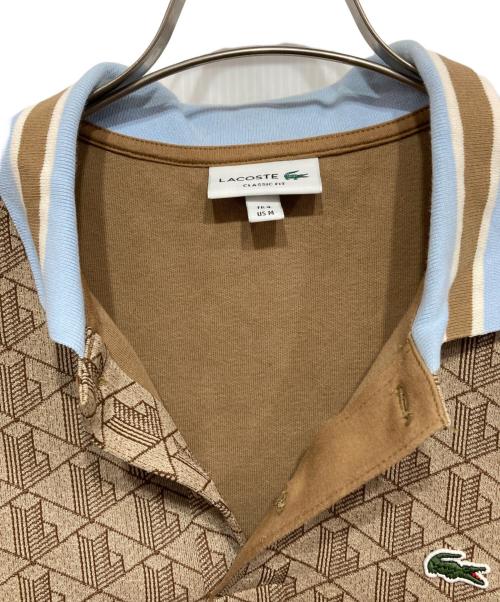 LACOSTE（ラコステ）LACOSTE (ラコステ) モノグラムジャカードポロシャツ ブラウン サイズ:US Mの古着・服飾アイテム