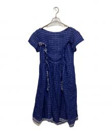 tricot COMME des GARCONS（トリココムデギャルソン）の古着「チェックフレンチスリーブワンピース」｜ブルー