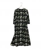 bulle de savonビュル デ サボン）の古着「フラワー刺繍ワンピース」｜ブラック×グリーン
