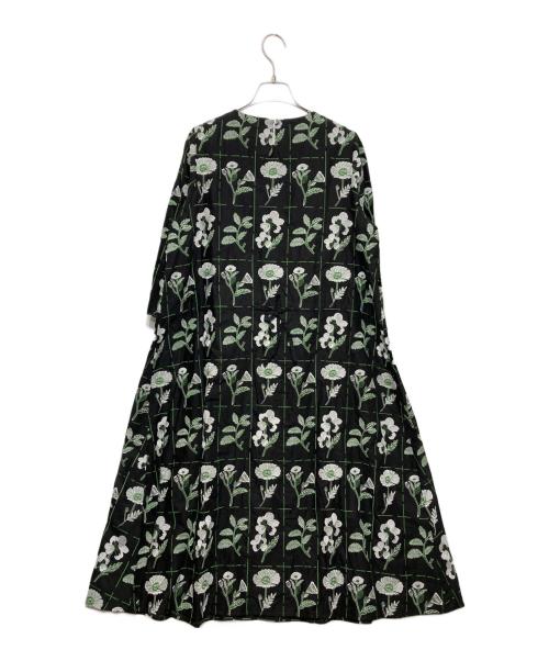 bulle de savon（ビュル デ サボン）bulle de savon (ビュル デ サボン) フラワー刺繍ワンピース ブラック×グリーン サイズ:FREEの古着・服飾アイテム