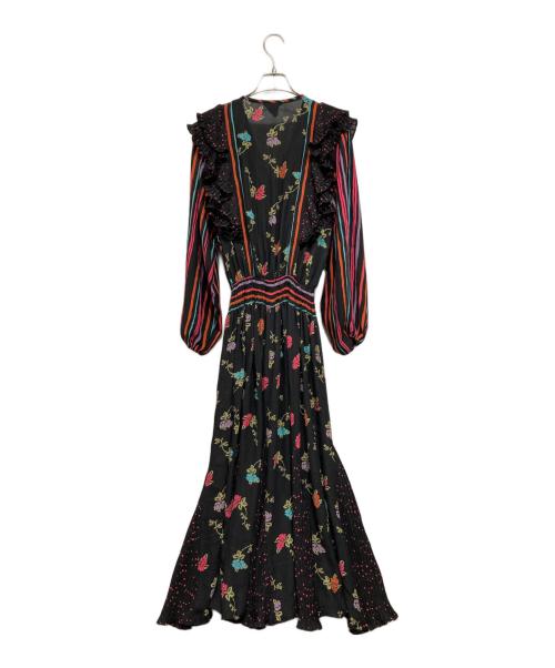 Diane Fries（ダイアンフレイス）Diane Fries (ダイアンフレイス) ヴィンテージ総柄ワンピース ブラック サイズ:記載なしの古着・服飾アイテム
