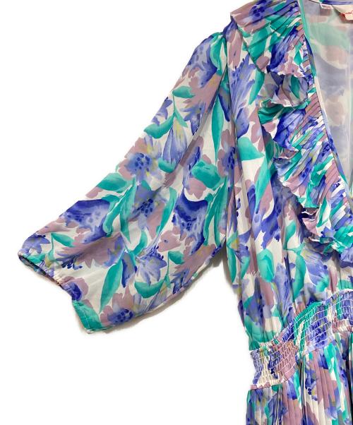 SUSAN FRIES（スーザンフライズ）Susan Fries (スーザンフライズ) ヴンテージ総柄ワンピース ブルー サイズ:XLの古着・服飾アイテム