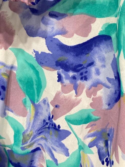 SUSAN FRIES（スーザンフライズ）Susan Fries (スーザンフライズ) ヴンテージ総柄ワンピース ブルー サイズ:XLの古着・服飾アイテム