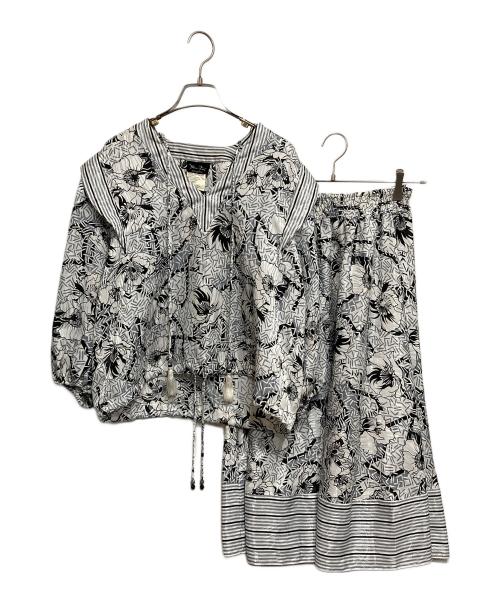 Diane Fries（ダイアンフレイス）Diane Fries (ダイアンフレイス) ヴィンテージ総柄セットアップ ホワイト サイズ:記載無しの古着・服飾アイテム