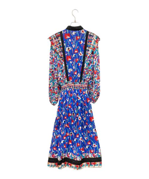 Diane Fries（ダイアンフレイス）Diane Fries (ダイアンフレイス) ヴィンテージ総柄ワンピース ブルー サイズ:記載なしの古着・服飾アイテム