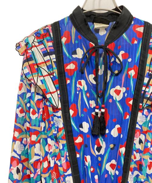 Diane Fries（ダイアンフレイス）Diane Fries (ダイアンフレイス) ヴィンテージ総柄ワンピース ブルー サイズ:記載なしの古着・服飾アイテム