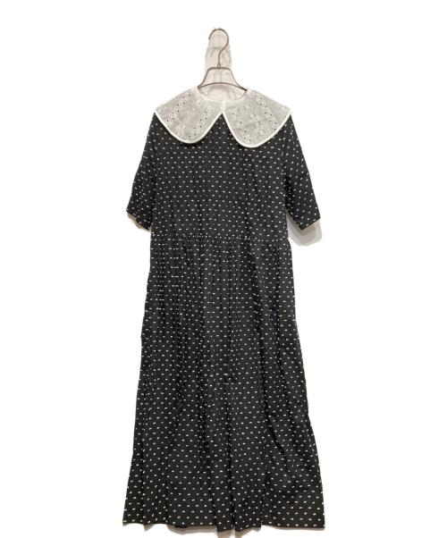 Jane Marple Dans Le Salon（ジェーンマープルネザーランドル サロン）Jane Marple Dans Le Salon (ジェーンマープルネザーランドル サロン) 襟付きドットワンピース ブラック サイズ:Mの古着・服飾アイテム