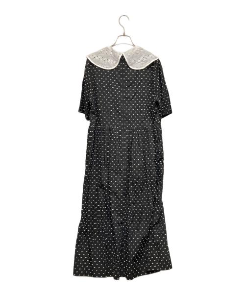 Jane Marple Dans Le Salon（ジェーンマープルネザーランドル サロン）Jane Marple Dans Le Salon (ジェーンマープルネザーランドル サロン) 襟付きドットワンピース ブラック サイズ:Mの古着・服飾アイテム