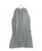 ICHI Antiquitesイチアンティークス）の古着「チェックリネンワンピース」｜ブルー
