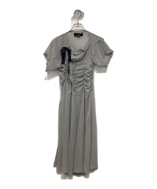 tricot COMME des GARCONS（トリココムデギャルソン）tricot COMME des GARCONS (トリココムデギャルソン) ドットシアーフリルワンピース グレー サイズ:Mの古着・服飾アイテム