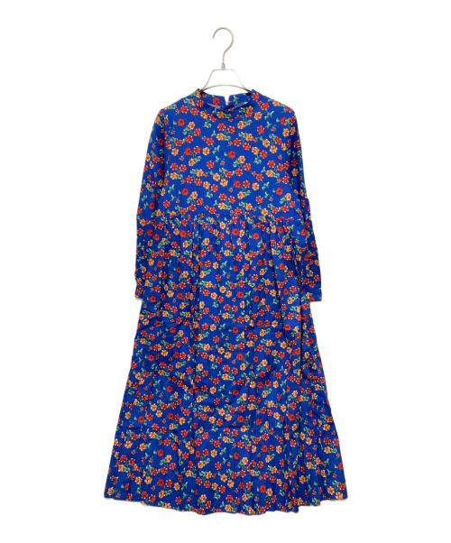 bulle de savon（ビュル デ サボン）bulle de savon (ビュル デ サボン) フラワープリントワンピース ブルー サイズ:Fの古着・服飾アイテム