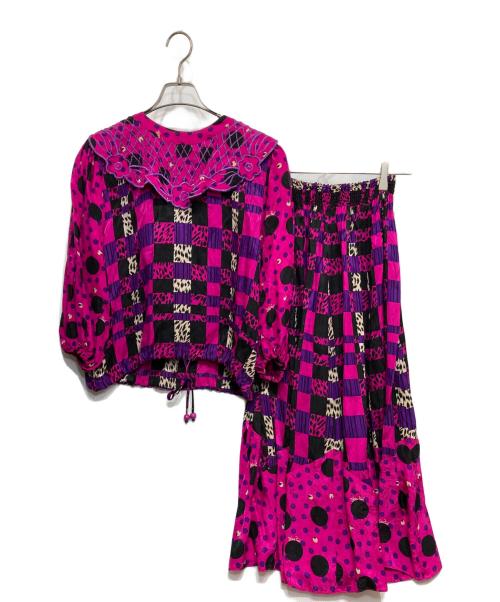 Diane Fries（ダイアンフレイス）Diane Fries (ダイアンフレイス) ヴィンテージ総柄セットアップ パープル サイズ:記載無しの古着・服飾アイテム