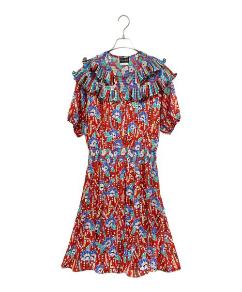 Diane Fries（ダイアンフレイス）Diane Fries (ダイアンフレイス) ヴィンテージ総柄ワンピース レッド×ブルー サイズ:記載なしの古着・服飾アイテム