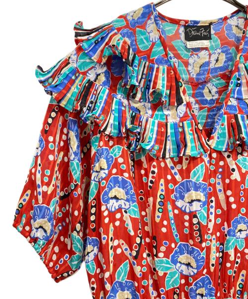 Diane Fries（ダイアンフレイス）Diane Fries (ダイアンフレイス) ヴィンテージ総柄ワンピース レッド×ブルー サイズ:記載なしの古着・服飾アイテム