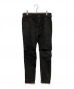 JULIUSユリウス）の古着「アークドデニムパンツ」｜ブラック