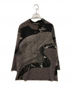 詩仙堂by HITOSHIシセンドウバイヒトシ）の古着「総柄ブラウス」｜ブラック×ベージュ