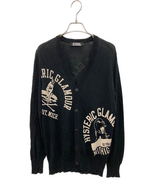 Hysteric Glamour（ヒステリックグラマー）Hysteric Glamour (ヒステリックグラマー) ヒスガールプリントカーディガン ブラック サイズ:Sの古着・服飾アイテム