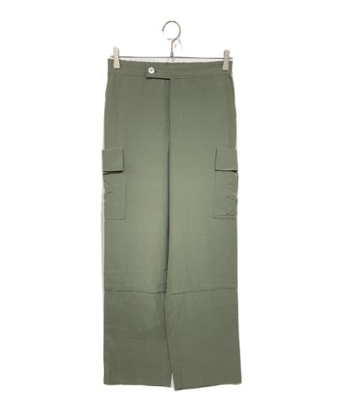 GALERIE VIE（ギャルリーヴィー）GALERIE VIE (ギャルリーヴィー) ハイカウントシルク カーゴパンツ グリーン サイズ:36の古着・服飾アイテム