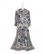 SUSAN FRIESスーザンフライズ）の古着「ヴィンテージ総柄ワンピース」｜ホワイト