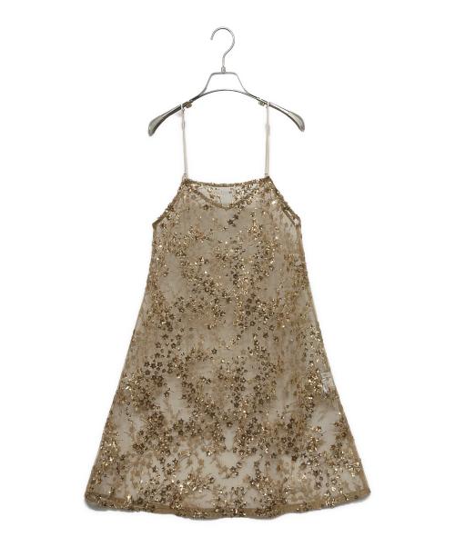 yae（ヤエ）yae (ヤエ) Flower spangle camisole dressフラワースパンコールキャミソールドレス ゴールド サイズ:FREEの古着・服飾アイテム