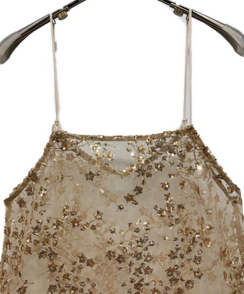 yae（ヤエ）yae (ヤエ) Flower spangle camisole dressフラワースパンコールキャミソールドレス ゴールド サイズ:FREEの古着・服飾アイテム