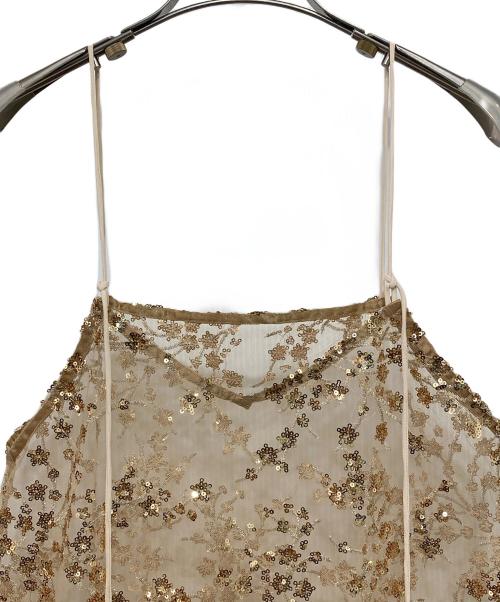 yae（ヤエ）yae (ヤエ) Flower spangle camisole dressフラワースパンコールキャミソールドレス ゴールド サイズ:FREEの古着・服飾アイテム