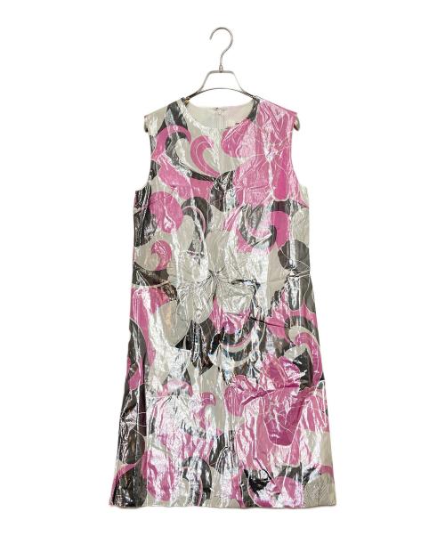 JUNYA WATANABE（ジュンヤワタナベ）JUNYA WATANABE (ジュンヤワタナベ) オールドメタリックフラワープリントワンピ-ス ピンク サイズ:Ｓの古着・服飾アイテム