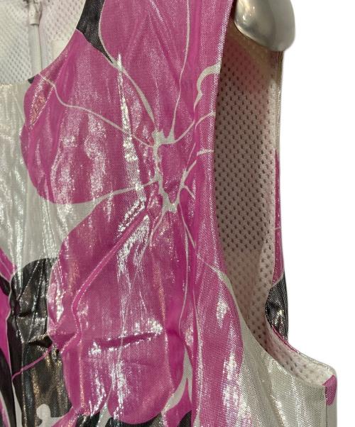 JUNYA WATANABE（ジュンヤワタナベ）JUNYA WATANABE (ジュンヤワタナベ) オールドメタリックフラワープリントワンピ-ス ピンク サイズ:Ｓの古着・服飾アイテム