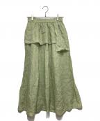 TSUHARU by samansa Mos2ツハル バイ サマンサモスモス）の古着「リネンハンカチ刺繍スカート」｜グリーン