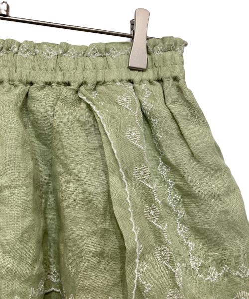 TSUHARU by samansa Mos2（ツハル バイ サマンサモスモス）TSUHARU by samansa Mos2 (ツハル バイ サマンサモスモス) リネンハンカチ刺繍スカート グリーン サイズ:Fの古着・服飾アイテム