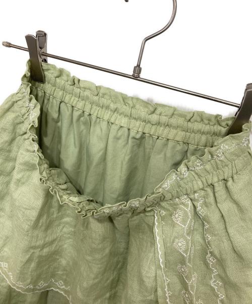 TSUHARU by samansa Mos2（ツハル バイ サマンサモスモス）TSUHARU by samansa Mos2 (ツハル バイ サマンサモスモス) リネンハンカチ刺繍スカート グリーン サイズ:Fの古着・服飾アイテム
