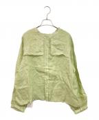 TSUHARU by samansa Mos2ツハル バイ サマンサモスモス）の古着「リネンハンカチ刺繍前後2WAYブラウス」｜グリーン