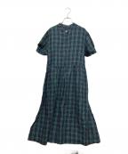 bulle de savonビュル デ サボン）の古着「チェックリネンワンピース」｜グリーン