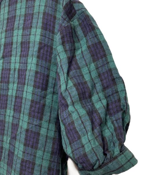 bulle de savon（ビュル デ サボン）bulle de savon (ビュル デ サボン) チェックリネンワンピース グリーン サイズ:FREEの古着・服飾アイテム