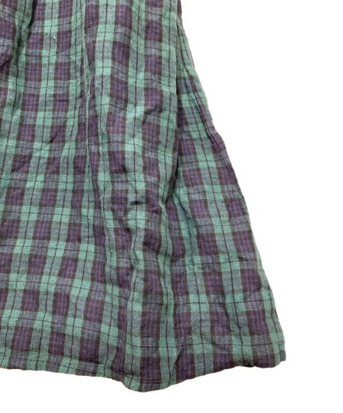 bulle de savon（ビュル デ サボン）bulle de savon (ビュル デ サボン) チェックリネンワンピース グリーン サイズ:FREEの古着・服飾アイテム